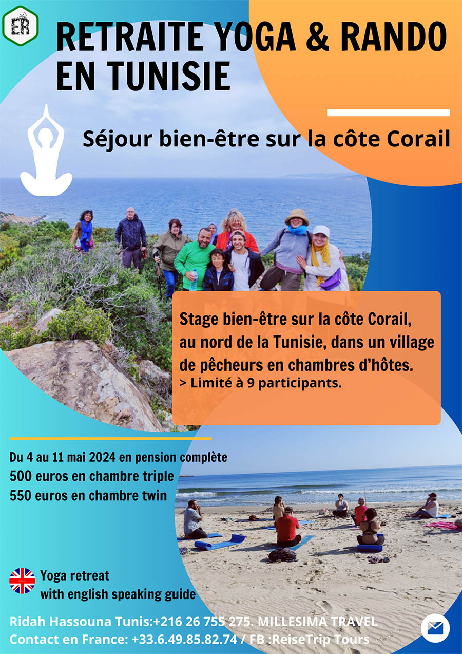 Retraite yoga rando Tunisie Cote Corail-ReiseTrip Tours